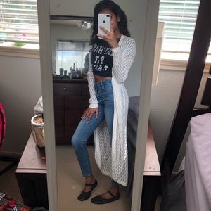 WHITE DUSTER CARDIGAN